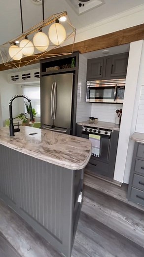 Is this an actual RV or a modern apartment?? Great work again by the renovators at ReVolution Trailers Upfitting 🙌 #lovethatrv #rvreno #rvinspiration #rvremodel #5thwheel | Love That RV