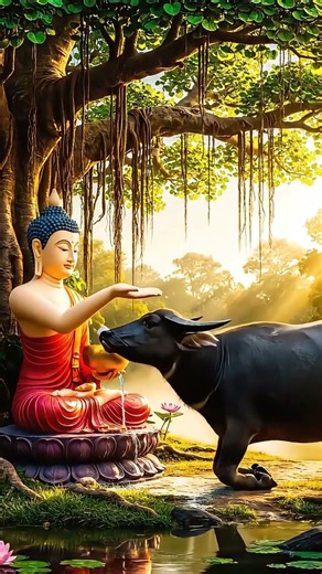 Water Buffalo's Sacred Offering Buddha Transforms Animal to Monk Miracle! 🙏✨ #Buddhism #Buddha