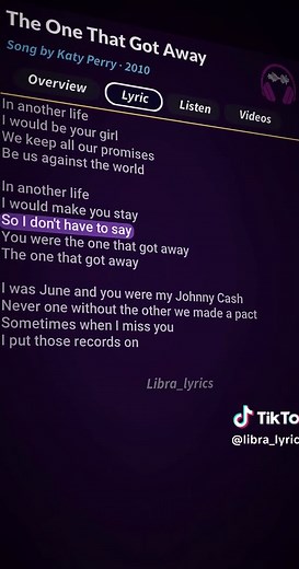 In another life🥀🎧 #lyrics #inanotherlife #katyperry #lyricvideo #fyp | The One That Got Away