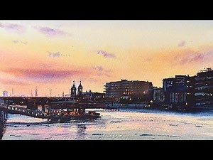 London Skyline Using Transparent & Opaque Watercolors