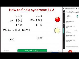 Examples on linear block codes to find code words given either P, H or G Part 1