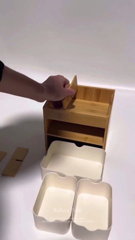 Bamboo Makeup Organizer with 3 Drawers, Dresser Cosmetic Organizer Box,Bamboo Desk Organizer for Home with Adjustable Dividers