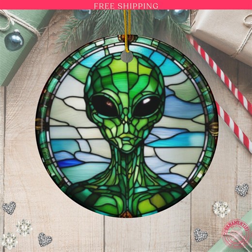 Alien Ornament Space Decor Sci Fi Christmas Gift Extraterrestrial Art UFO Theme Ornament Unique Keepsake - Etsy