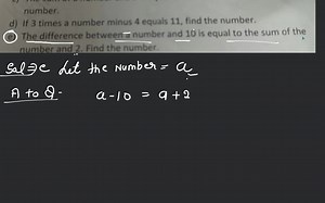 b) A number decreased by 7 is equal to 3 times the number. Find... | Filo