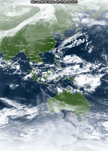 GK-2A Full Disk 24 Hour Weather | January 31, 2026 #shorts
