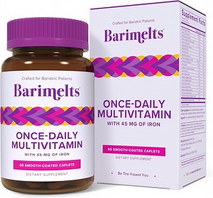 Barimelts Bariatric Vitamins, Once-Daily Bariatric Multivitamin with Iron and Magnesium, 60 caplets