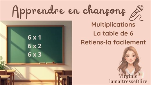 Apprendre la table de 6 en chanson 🎵 | Multiplication facile CE1 CE2 CM1 CM2 COLLÈGE | Virginie Dallo Sammarco