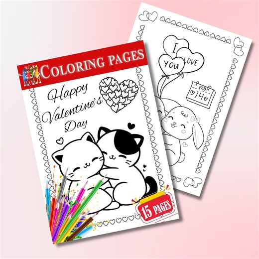 Valentine's Day Coloring Pages, Kid's Valentine Coloring Pages, Valentine Coloring Sheets, Printable Valentine Simple Coloring Pages - Etsy