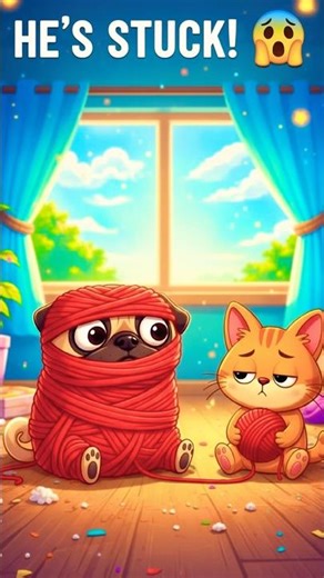 Pug Gets Tangled! 🧶😂 #shorts #ytshorts #youtubeshorts