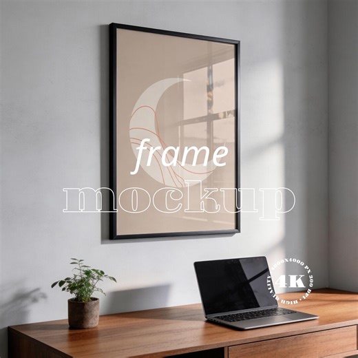 Glass Frame Mockup: DIN A A0 A1 A2, Modern Desk Interior, Poster Print Template (PSD) - Etsy