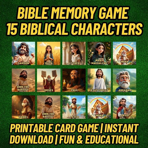 Bible Memory Game – 15 Biblical Characters | Christian Printable for Kids | Sunday School - Etsy