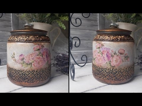 Vintage jar 💗 Decoupage tutorial