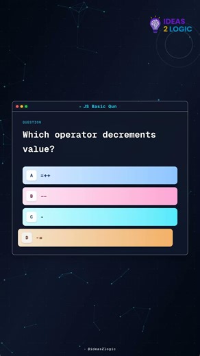 JS Interview Question: Which operator decrements value? #quiz #javascript