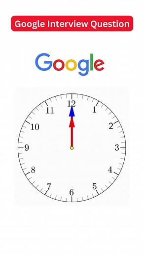 Google Clock Interview Question _maths#googleinterview #clockproblem #maths #mathquestion #interviewmath #problemSolving #logicalreasoning #aptitude #mathshorts #brainTeaser #competitiveexams #learnmath #mathskills