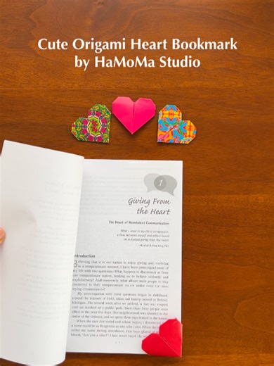 Cute Origami Heart Bookmark Buy a book as a thoughtful gift and create a handmade origami heart bookmark for your loved one! This easy and fun origami craft is perfect for book lovers, students, and special occasions. 🎵 Background Music: