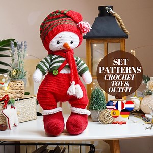 SET - Crochet Snowman Toy Pattern and Outfit / Amigurumi Patterns by Polushkabunny - Etsy