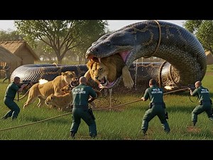 Unbelievable Rescue: Giant Python Attacks Lion Family Near Village | Epic Wildlife Survival