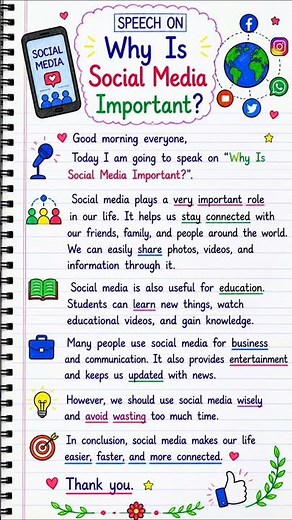 Speech on Why Is Social Media Important? 📱 | Social Media Awareness | Short Video