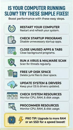 Is Your Computer Running Slow? 🐢💻 Try These Simple Fixes NOW & Feel the Speed!#pctips #windowstips
