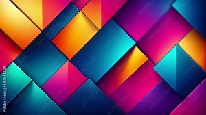Seamless loop of geometric abstract 3D background with multiple bright rectangles and triangles Stock Video