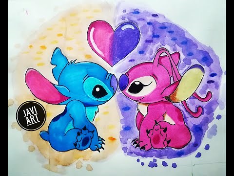 COMO DIBUJAR A STITCH Y A SU NOVIA ANGEL/ HOW TO DRAW STITCH AND ANGEL/ JAVI ART 💙❤💙❤