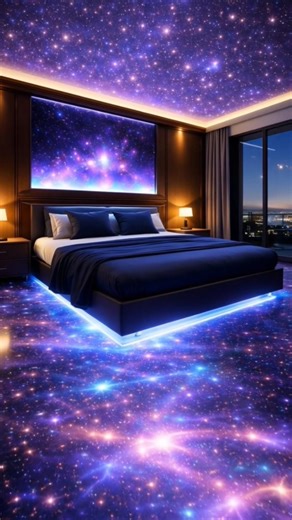 Galaxy Floor Bedroom Transformation | AI Room Makeover #shorts #aitransformation #roommakeover
