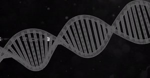 Animation Dna Strand Black Background Global Science Digital Interface Concept
