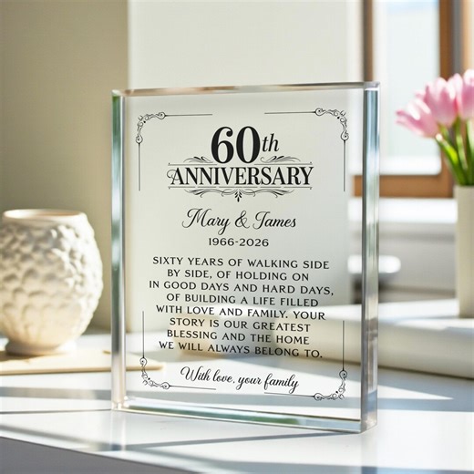 60th Wedding Anniversary Gift for Parents, Personalized Diamond Anniversary Acrylic Plaque, 60 Years Married Keepsake - Etsy