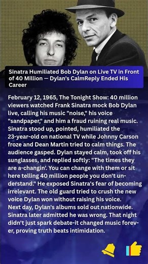 On Live TV, Sinatra Took a Shot at Bob Dylan — What Happened Next Stunned the Nation