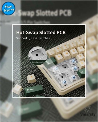 Tri Mode Gaming Keyboard With Hot Swap 104 Keys Gasket