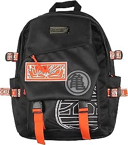 Bioworld Dragon Ball Z Anime King Kai and Hermit Turtle Kanji Travel Backpack With Padded Tech Pocket For Women For Men