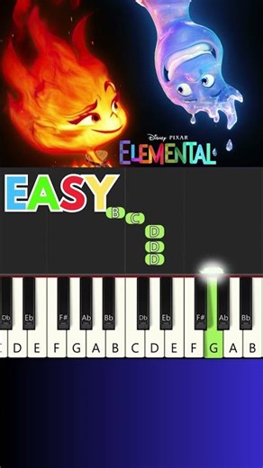 Elemental theme song EASY piano tutorial❤️💙💚(Join to learn more!)