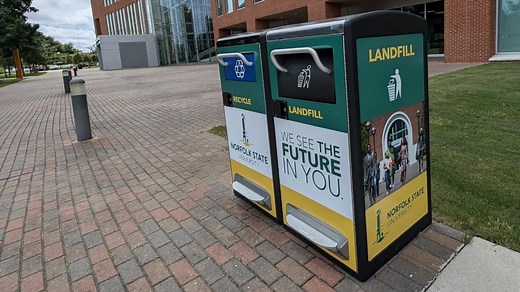 Solar-powered trash and recycling cans come to NSU campus