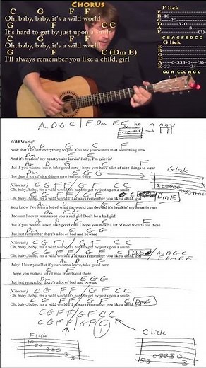 Wild World (Cat Stevens) Short Fingerstyle Guitar Cover Lesson with Chords/Lyrics #shorts