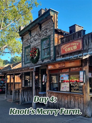 Day 4: Trading the castle for the cabin at Knott's Merry Farm! 🤠✨ There is nothing like the Snow and Glow in Ghost Town. 🍪❄️ Kelly Clarkson really set the vibe for this festive day! 🎶🎄 ​More magic to come—catch up on Days 1 & 3 on my profile while I prep the Day 2 Disneyland vlog! 👇 ​#KnottsMerryFarm #KnottsBerryFarm #Christmas2025 #TravelVlog #California