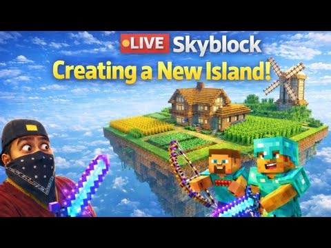 Building a HUGE New Island in Skyblock LIVE! 🌴🏠