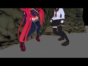 MMDでバトル(制服ver)