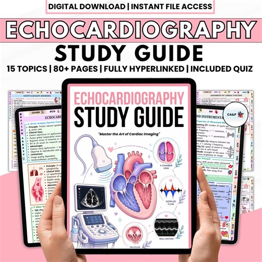 Echocardiography Study Guide PDF | Cardiac Ultrasound Notes | Doppler Echo Review | Sonography Exam Prep for Students - Etsy