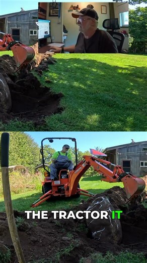 Massive Rock vs Kubota BX Backhoe #machinepower #trench