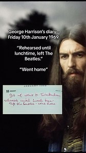 2.1K views · 79 reactions | George Harrison’s diary - Friday 10th January 1969 “Rehearsed until lunchtime, left The Beatles” | History Hits | Facebook