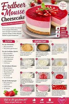 🍓 Die BESTE Erdbeer-Mousse-Cheesecake Torte 😍 Cremig, Fruchtig & Einfach!#lecker