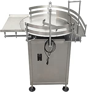 HQHAOTWU Automatic Bottle Transfer Conveyor Round Bottle Unscramble Distributing Machine Bottle Rotary Accumulation Table Turntable Unscrambler 23.6 in diameter turntable for Filling Line