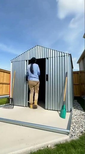 Outsunny 6' x 9' Outdoor Metal Garden Shed Utility Tool Storage, Steel Backyard House