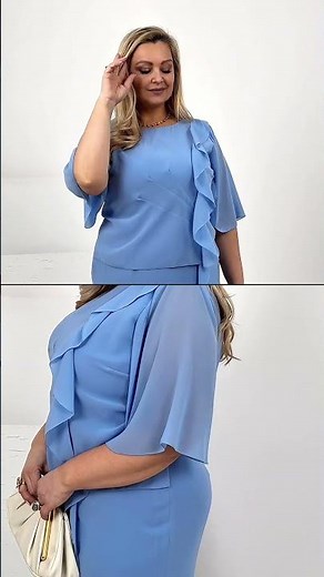 Błękitna sukienka Estelle zwiewna szyfonowa kreacja wesele chrzciny komunia | Moda Size Plus Iwanek