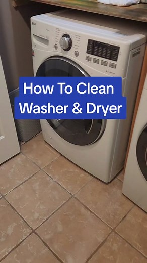 Here's how I clean my front load washer and dryer each month to keep them in top shape and free from mold and stinky odors. #cleantok #cleaning #homemaintenance #thedailydiy