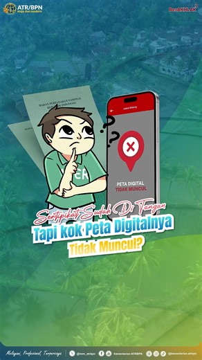 Halo #SobATRBPN, pernah cek sertipikatmu di Aplikasi Sentuh Tanahku atau website bhumi.atrbpn.go.id, tapi peta digitalnya belum muncul? Weits, tenang aja! Hal itu bisa terjadi karena bidang tanahmu belum ter-plotting di sistem digital BPN. Lalu, apa yang harus dilakukan? Yuk simak penjelasan lengkapnya pada video berikut ya, Sob! ☝🏼 #PemutakhiranDataTanah #DataTanahAkurat #KotaLengkap #ATRBPNMajudanModern