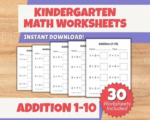 Kindergarten Math Practice Printable | Addition 1–10 | Daily Math Worksheets PDF - Etsy Canada