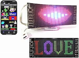 Led Sign, Scrolling Message Programmable RGB Flexible Led Module 16 * 32 Pixel Matrix Display Animation Text Message Scrolling for car Shop,Wedding cake room decoration Accessories