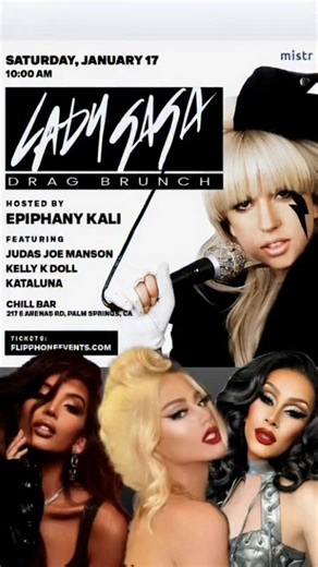 Epiphany Kali on Instagram: "💋🖤 LITTLE MONSTERS… THIS IS NOT A DRILL. 🖤💋 🎤 LADY GAGA BRUNCH 📅 January 17 📍 @chillbarps Presented by @flipphoneevents Produced & Hosted by Epiphany Kali 🌟 Starring ✨ @mskataluna Chromatica alien pop princess serving couture chaos 🔥 @xo_kellyk Leather-clad Bad Romance menace with killer sex appeal 👑 @judasjoemanson World-renowned Gaga tribute bringing full tour-level illusion We’re turning Chill Bar into a full-blown Haus of Gaga fantasy. Think Bad Romance