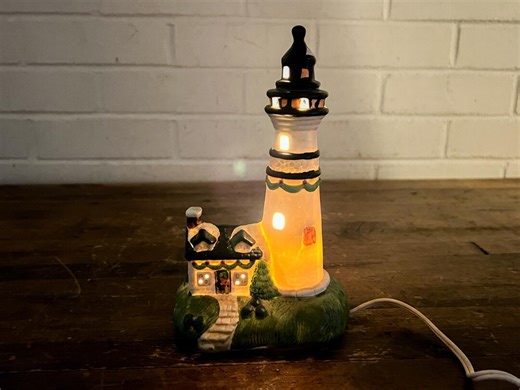 Vintage Porcelain Light-up Christmas Lighthouse | Holiday Village Decor | Coastal Christmas Decoration - Etsy